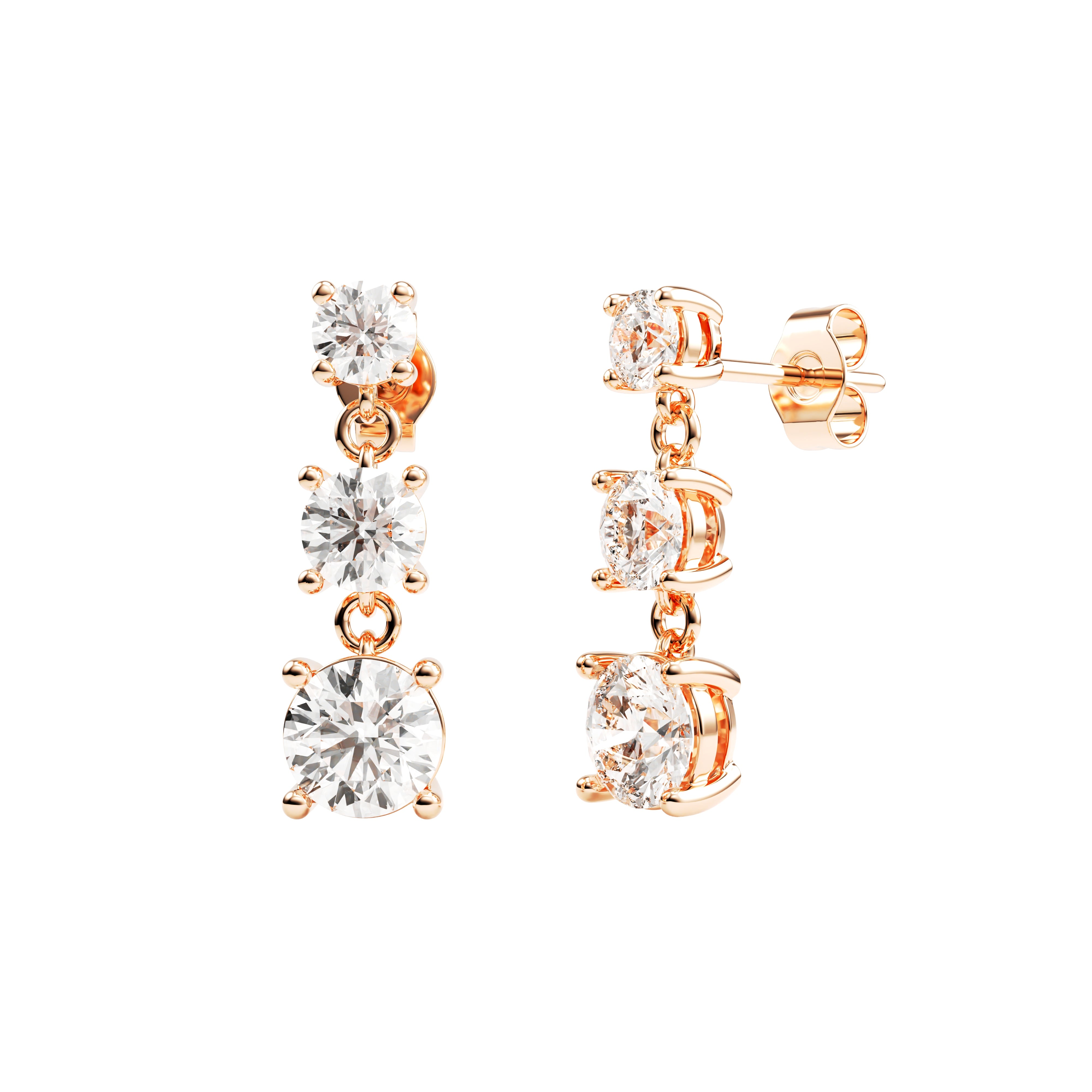 14k Rose Gold — Trinity Earrings